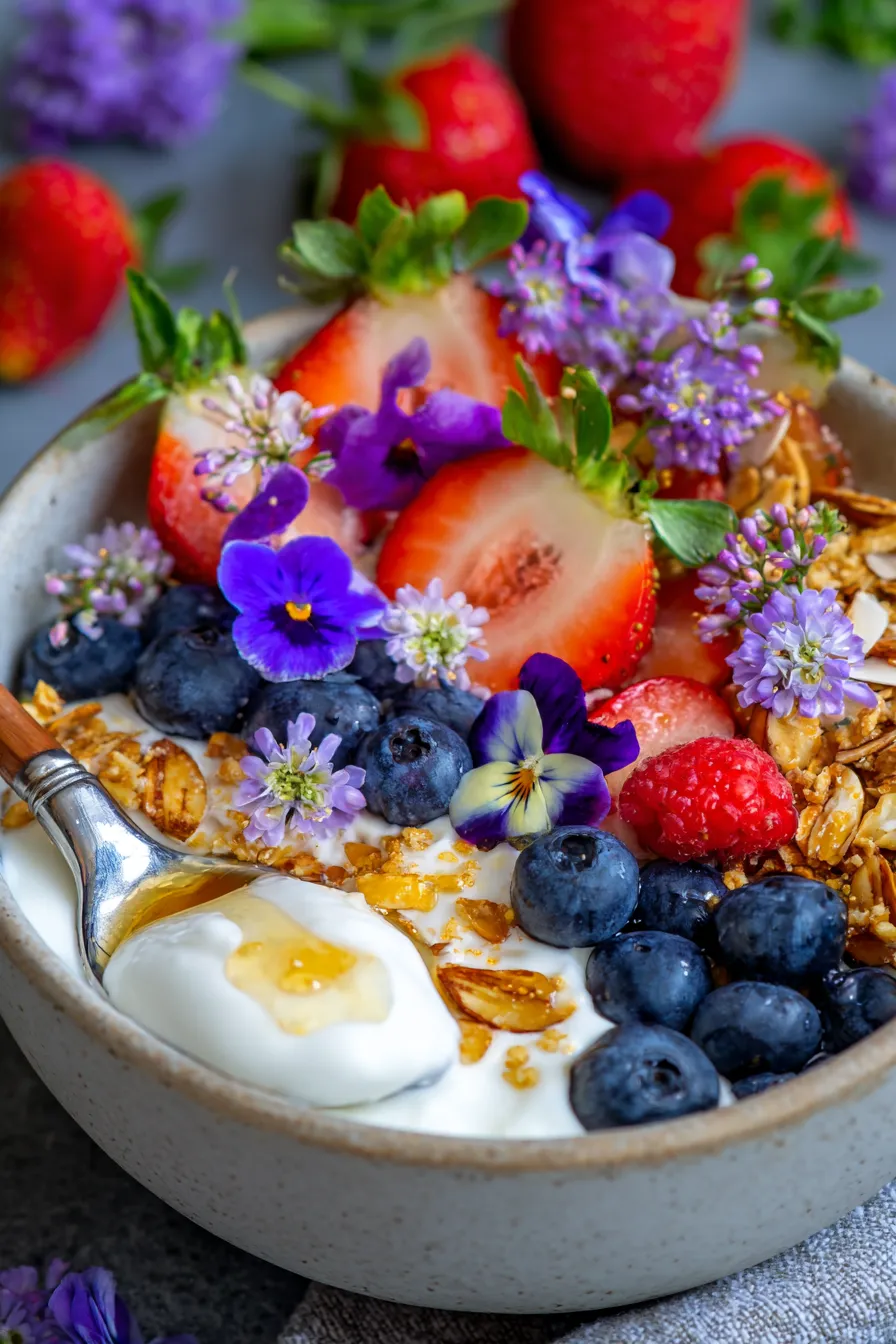 Vibrant power bowl breakfast fresh spring fruit