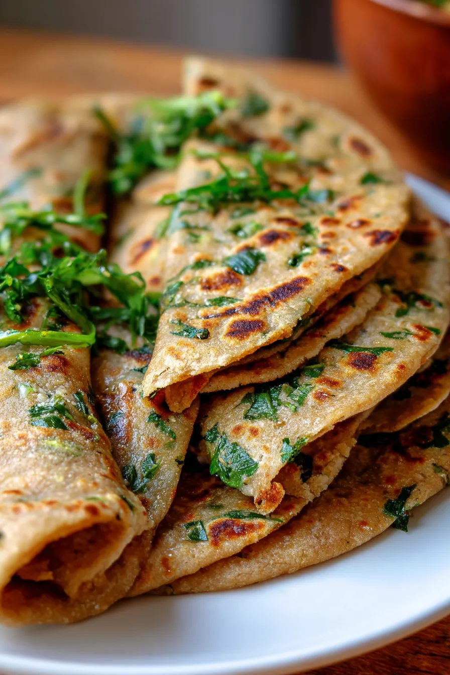 Authentic Methi Paratha Indian Recipes - Healthy Breakfast - golden brown
