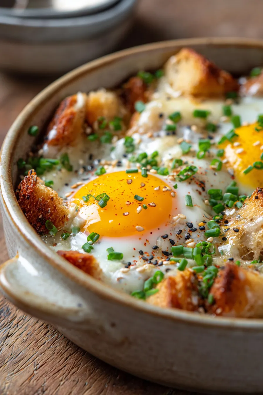 Breakfast Casserole with everything bagel seasoning on top