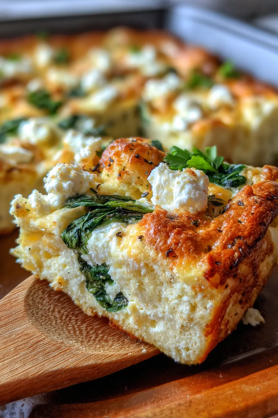 Breakfast Strata, savory egg bake, rustic bread, melted cheese, close-up texture