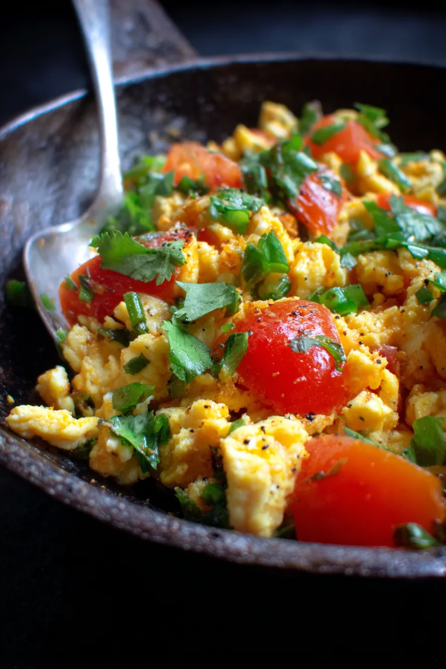 Egg Bhurji masala close-up