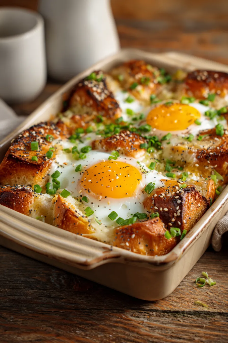 Everything Bagel Breakfast Casserole close up texture