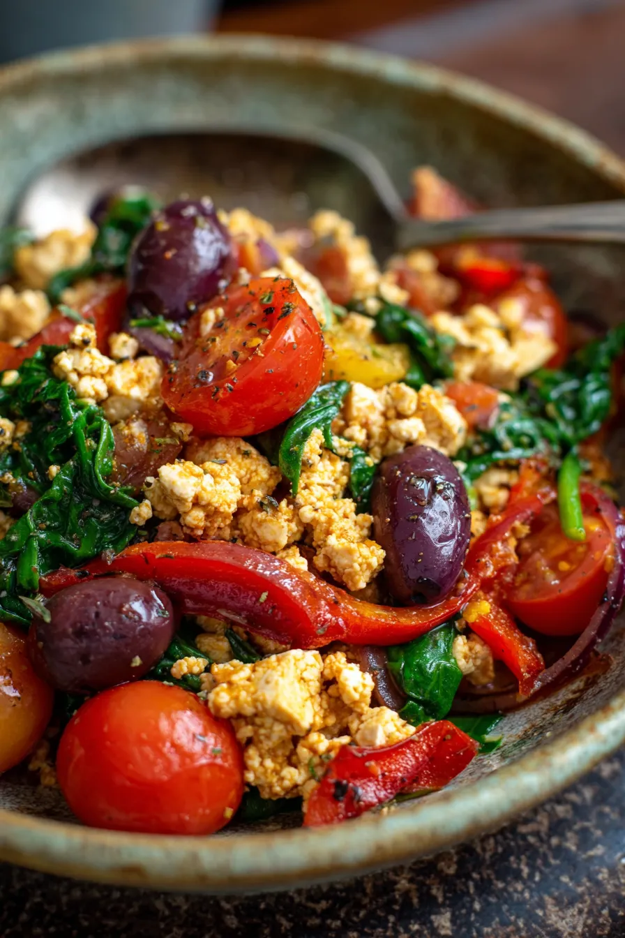 fresh mediterranean ingredients scramble