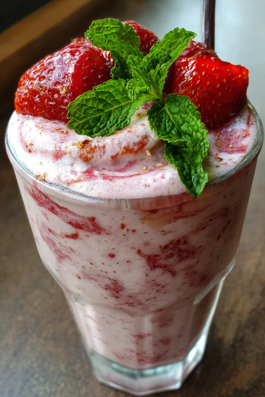 fresh strawberry smoothie close-up