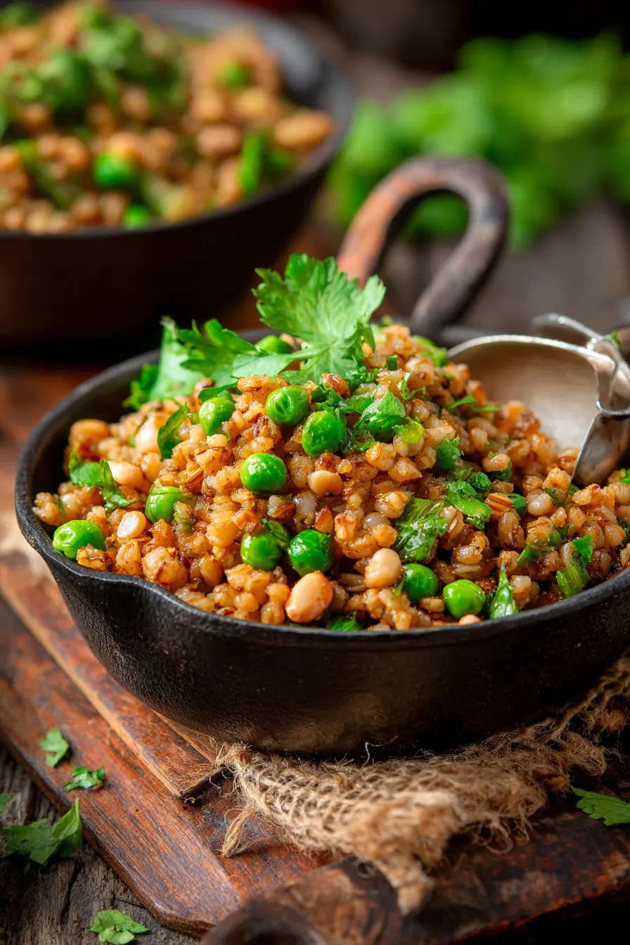 Gluten-Free Buckwheat Khichdi Indian Recipes | High Protein Breakfast-texture-closeup
