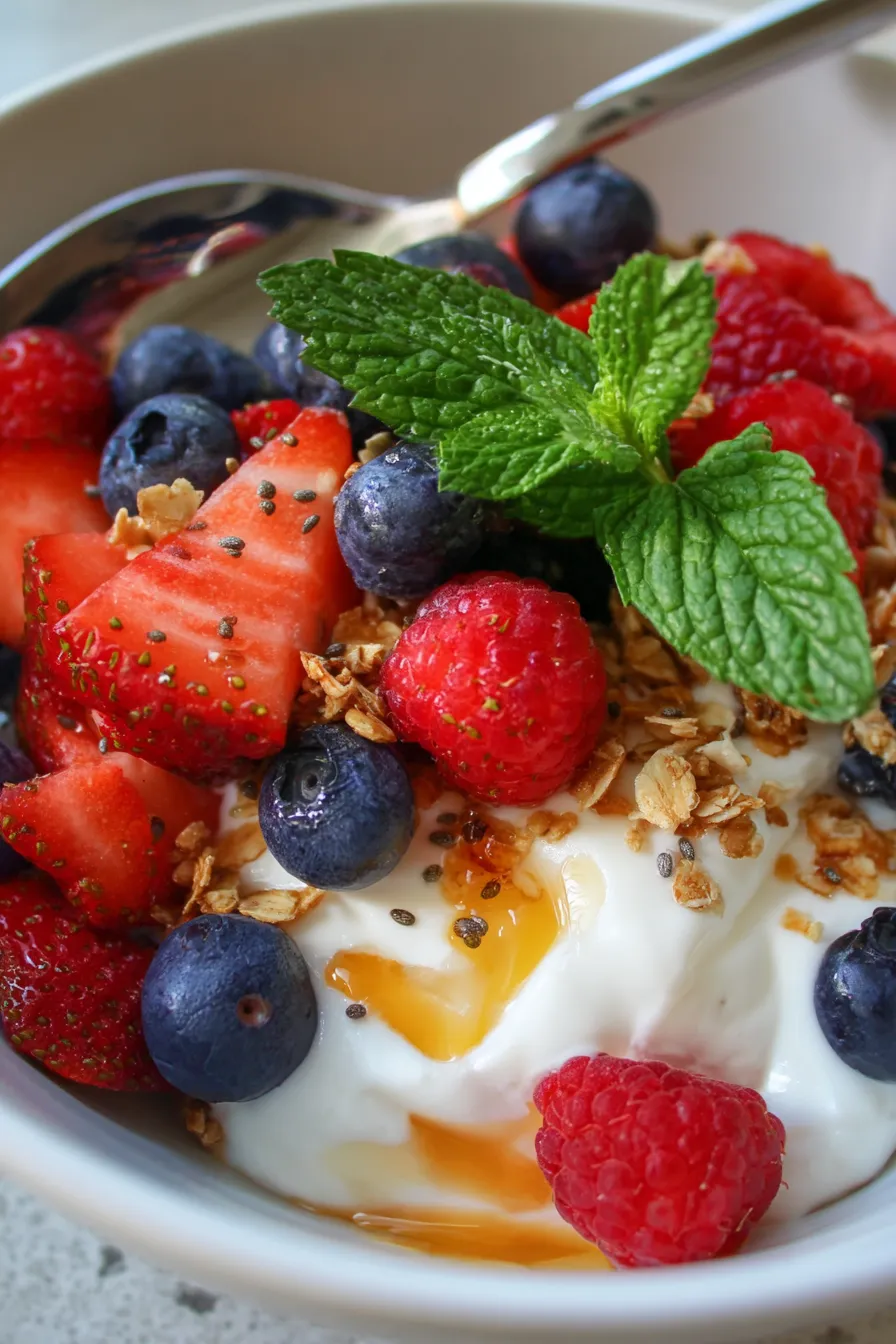 Healthy Berry Greek Yogurt Bowl-closeup-texture
