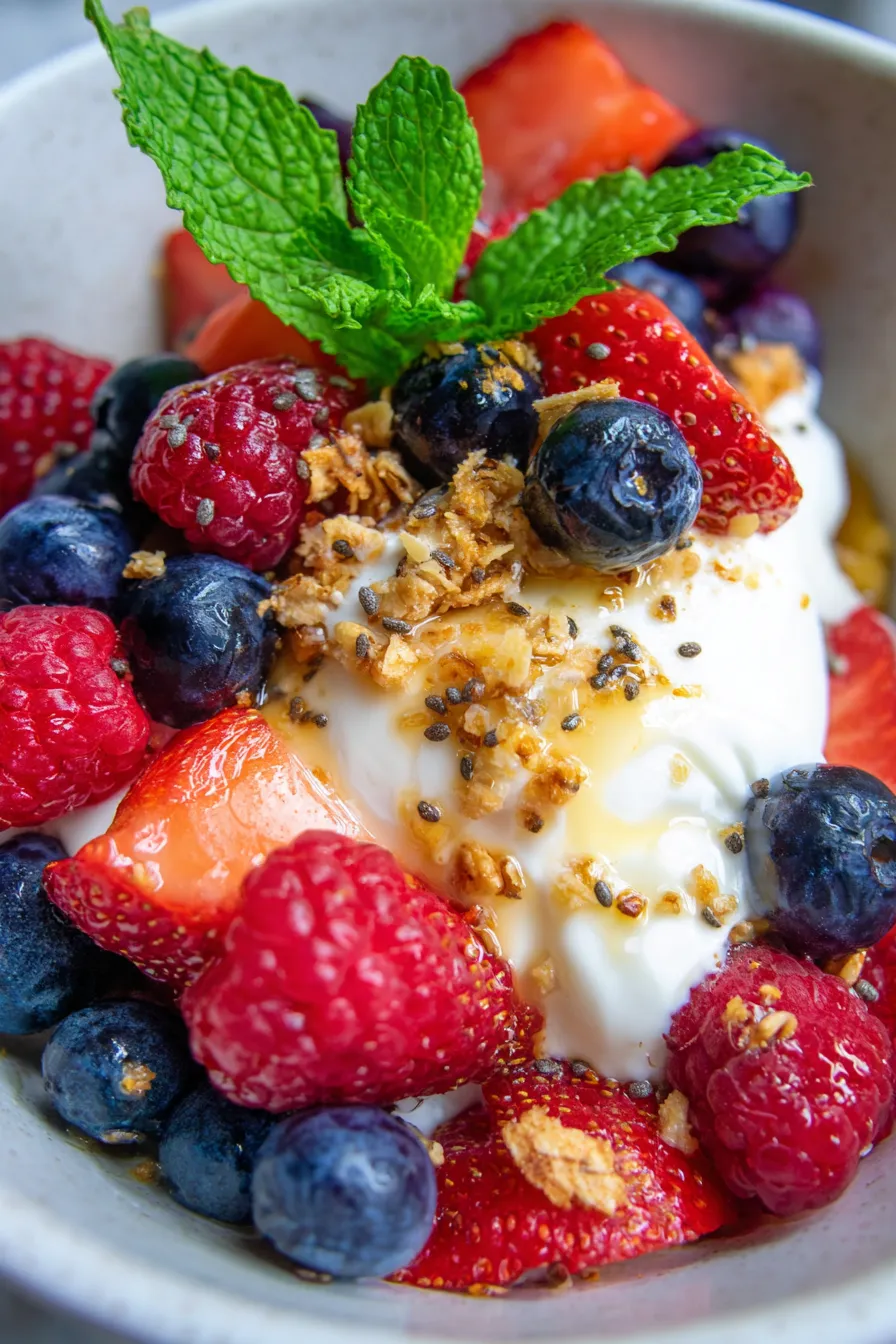 Healthy Berry Greek Yogurt Bowl-ingredients-colorful