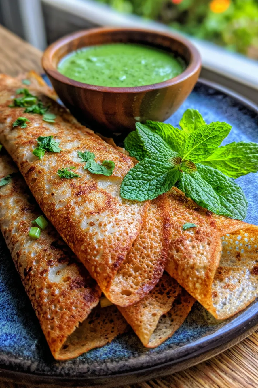 Healthy Savory Pancakes stack with herbs