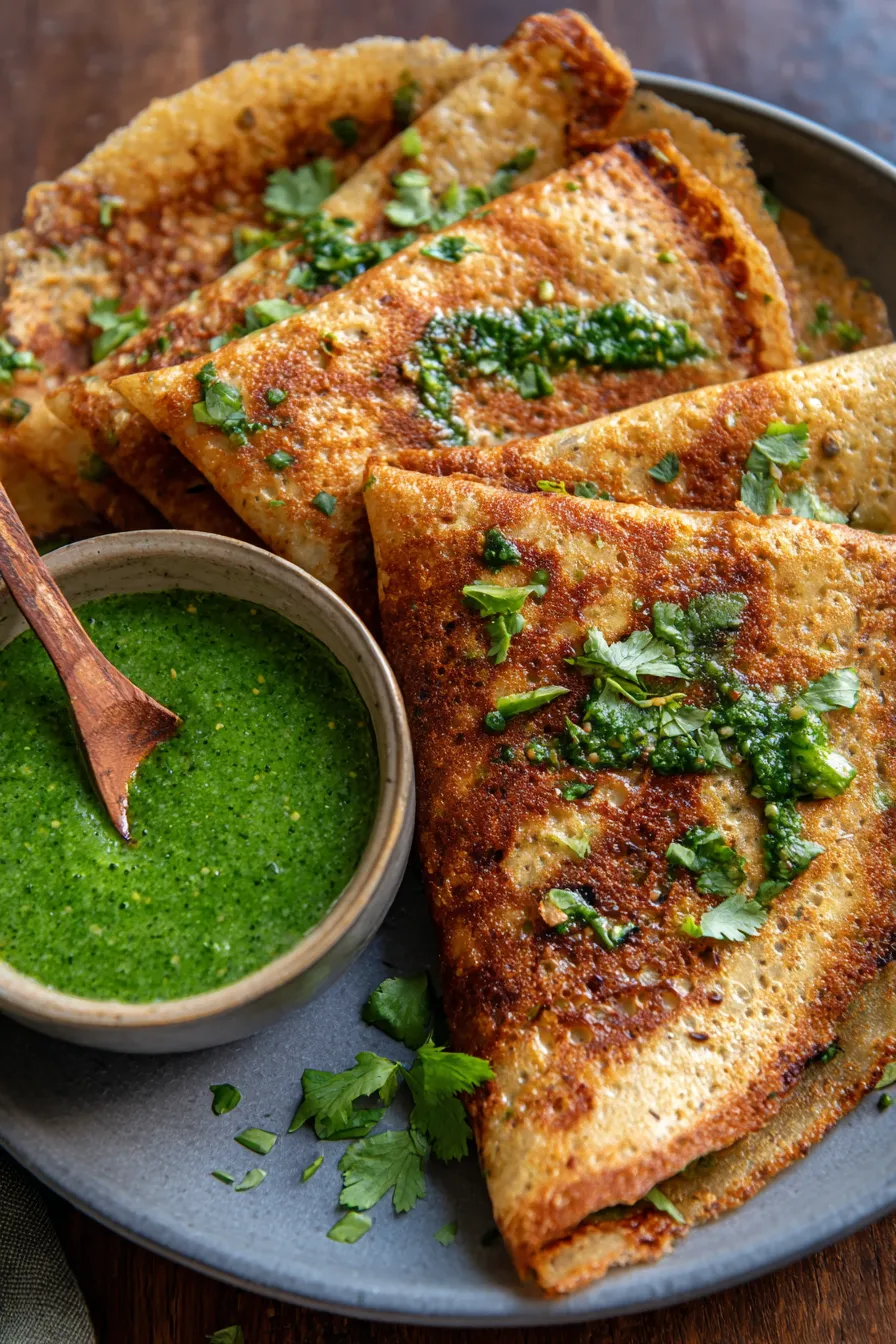 Indian Moong Dal Dosa golden brown texture