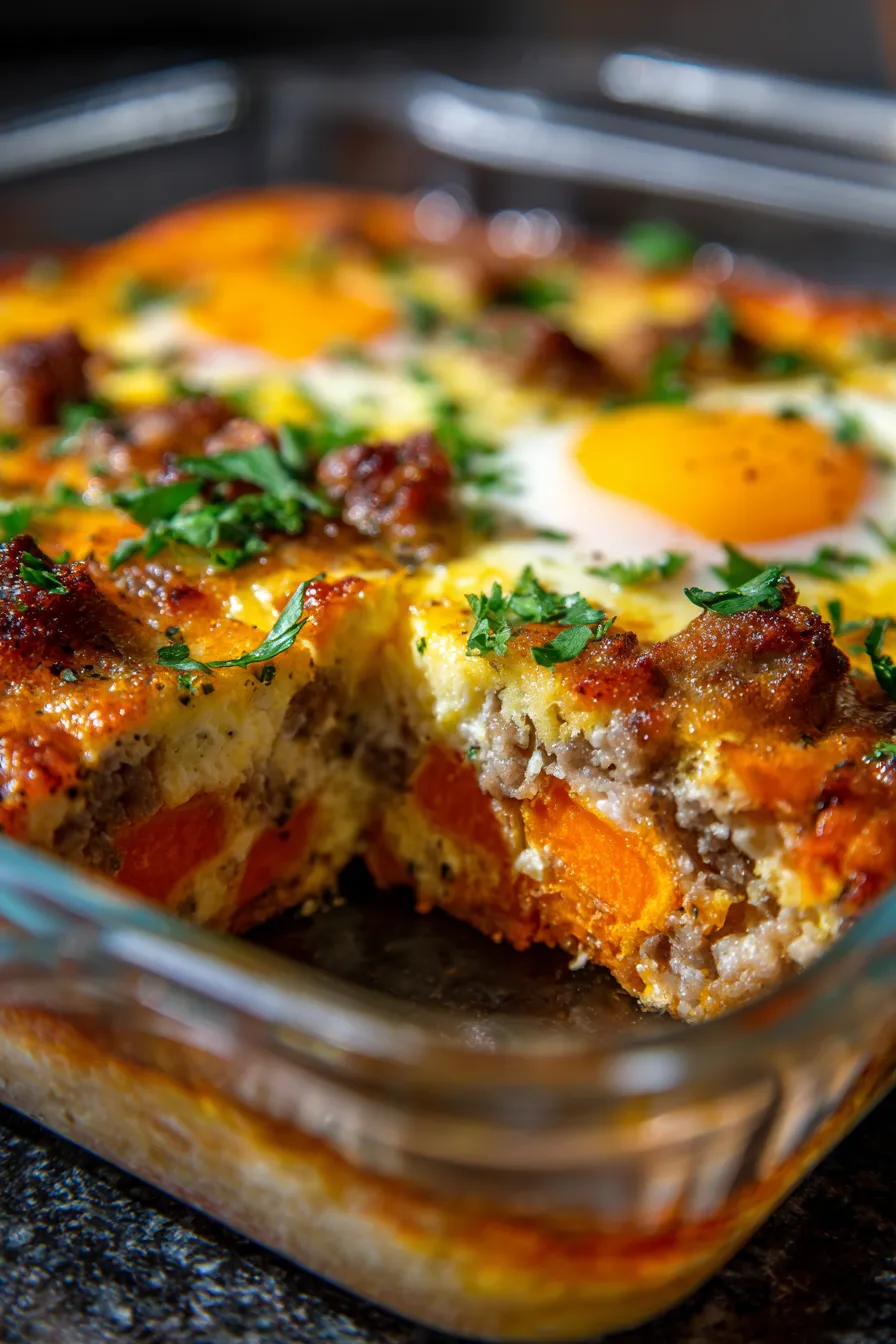 Make-Ahead Sweet Potato Bowls | Breakfast Casserole-cross section-fluffy texture