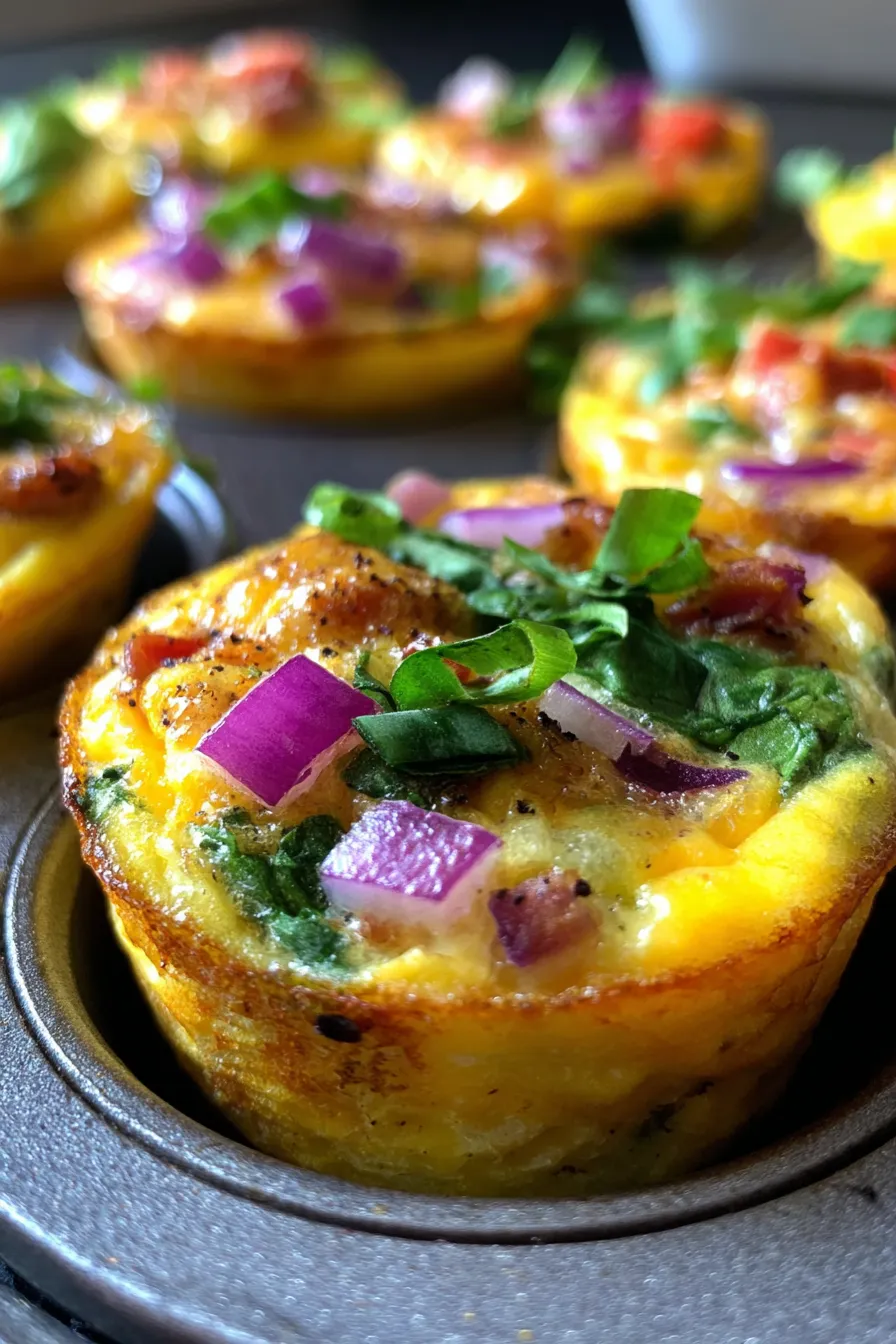Muffin tin egg bites - cilantro garnish - studio lighting
