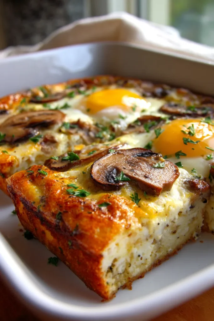 Mushroom & Swiss Egg Bake | Breakfast Casserole