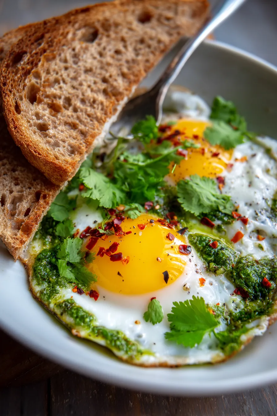 Nutrition-Packed Pesto Fried Eggs | Breakfast Recipes Indian-garnish
