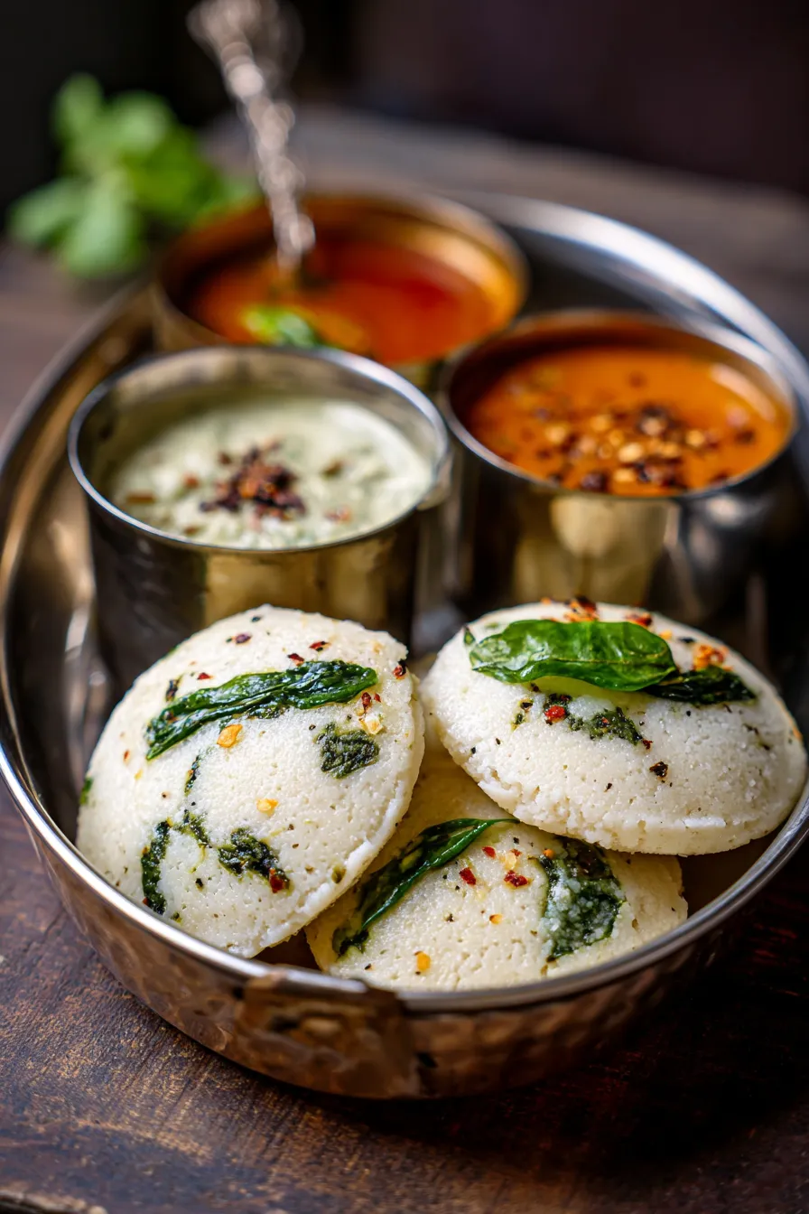 Nutrition-Packed Spinach Idli Indian Recipes | Breakfast Recipes Indian - close up, steaming, fluffy texture
