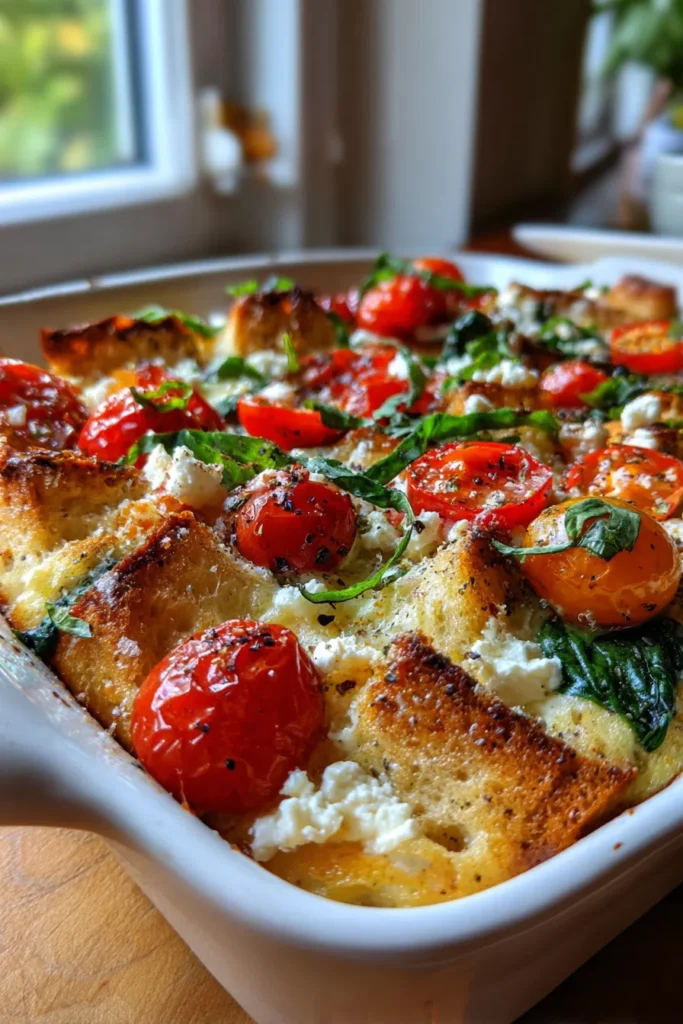 One-Pan Spinach & Feta Strata | High Protein Breakfast