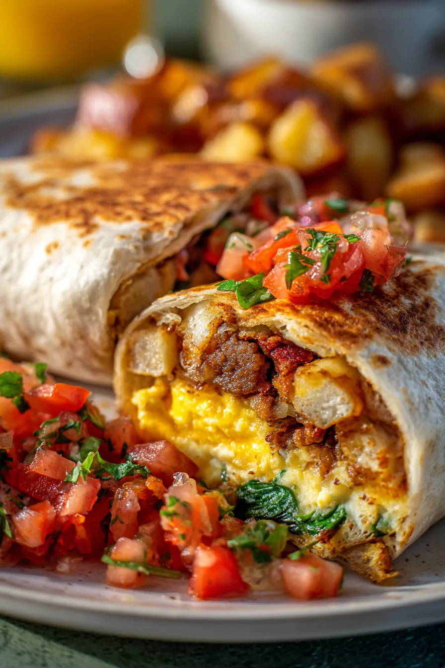 Quick Breakfast Burrito | Breakfast Casserole-serving-plate