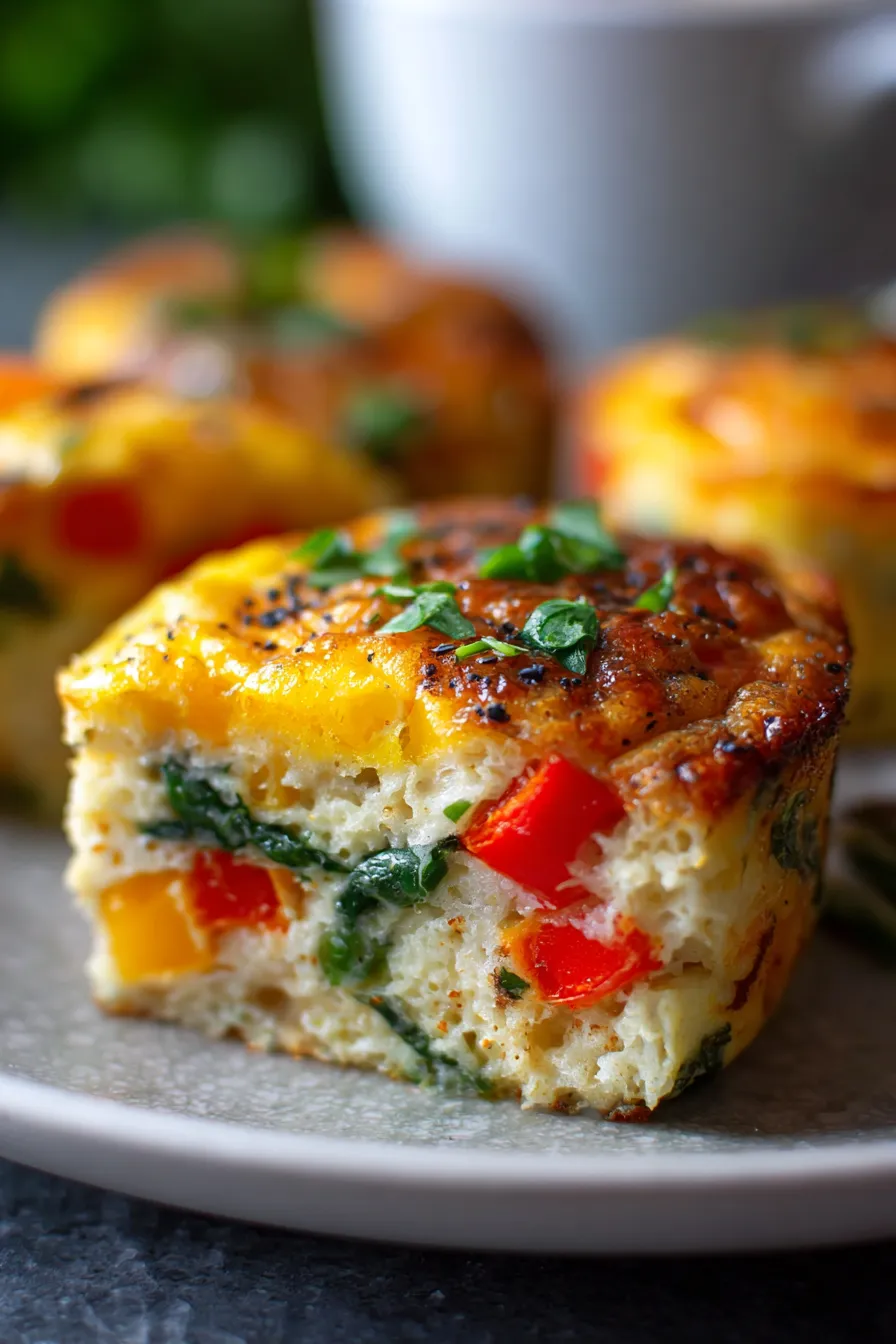 Quick Veggie Egg Bites Breakfast Casserole-serving-plate