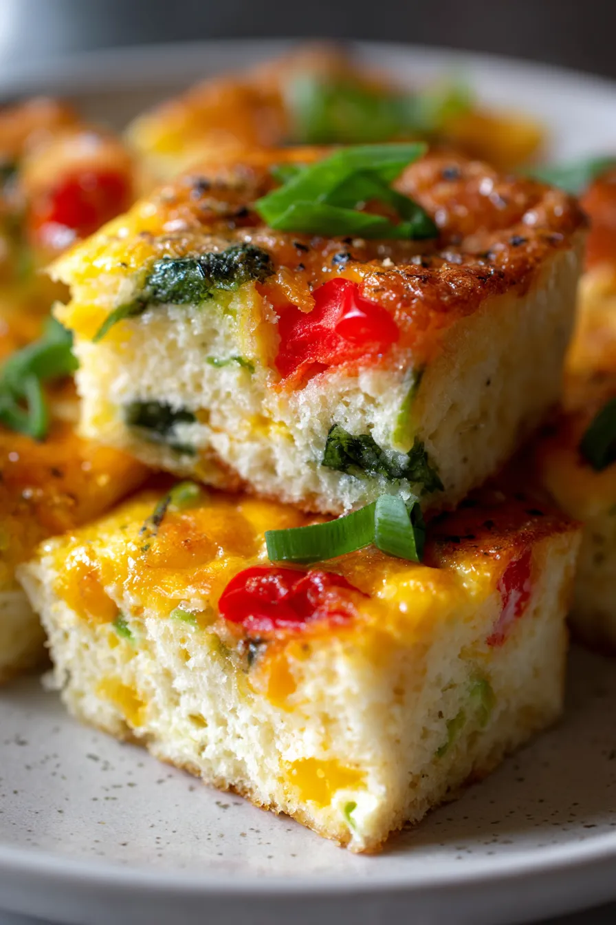 Quick Veggie Egg Bites Breakfast Casserole-texture-closeup