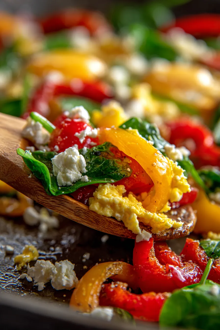 Sheet Pan Scramble-vibrant vegetables-closeup