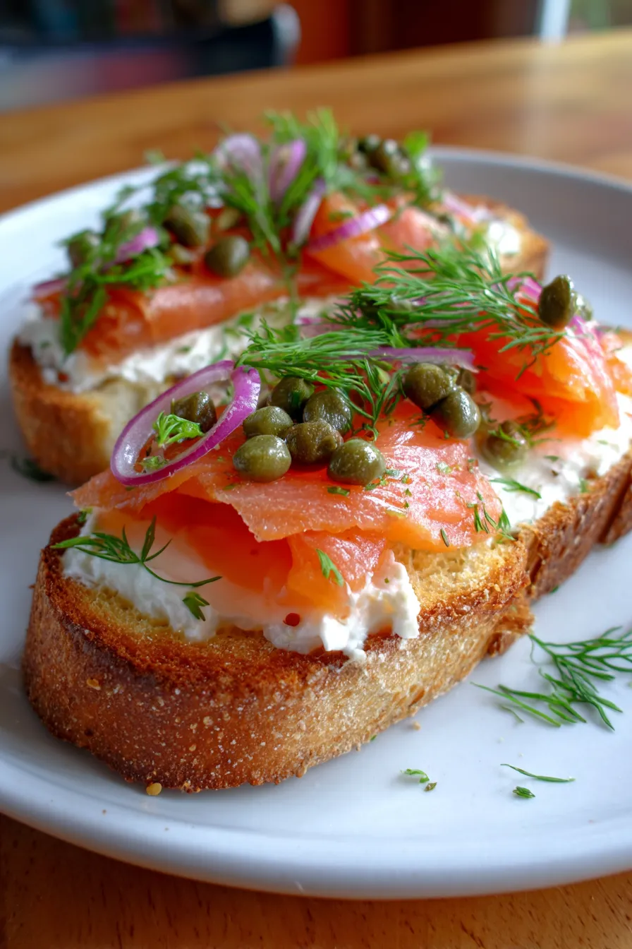 Smoked Salmon & Caper Toast | High Protein Breakfast-texture-detail
