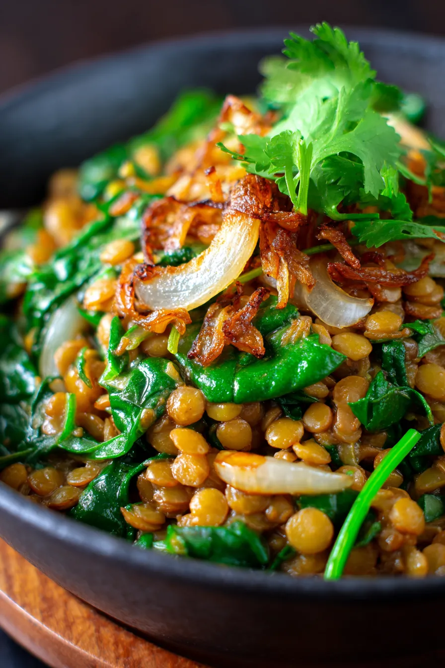 Spinach lentils-vibrant green-hearty meal
