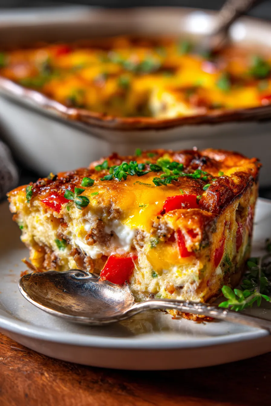 Turkey Sausage Egg Bake-serving-plate