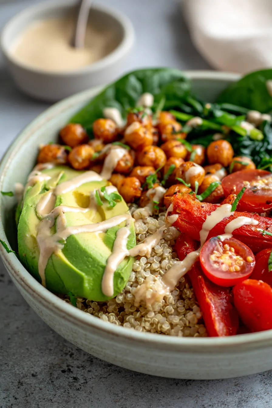 Vegan Savory Quinoa Bowls - healthy breakfast - styled food