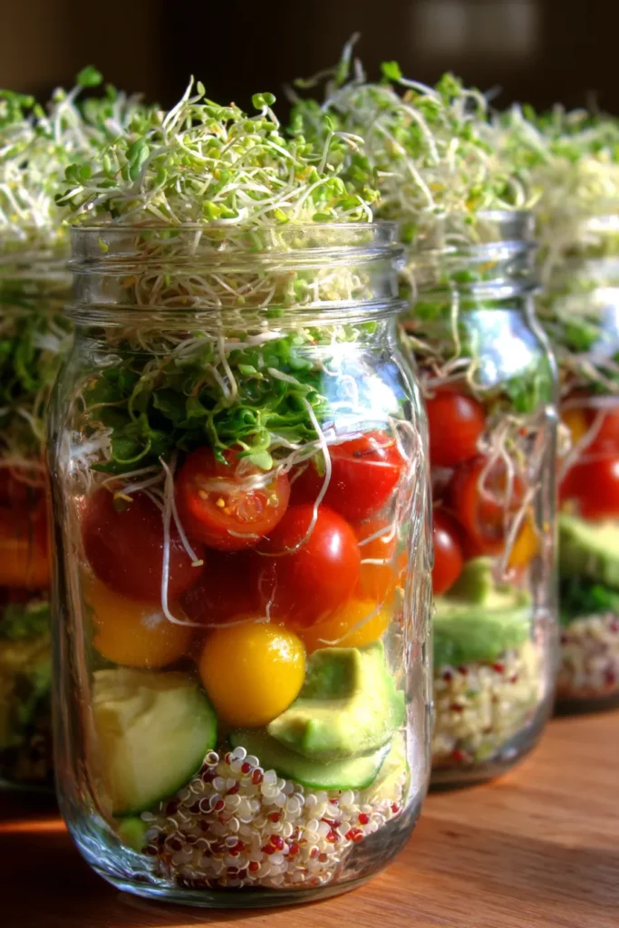 Zesty Sprouted Salad Jars | Healthy Breakfast Meal Prep
